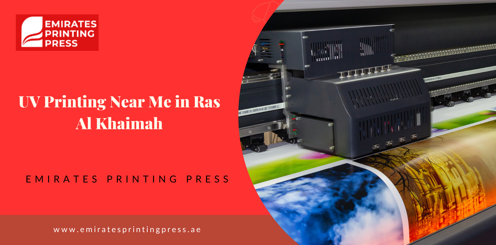 UV printing in progress at a professional UV printing press in Ras Al Khaimah producing high-quality, durable prints.