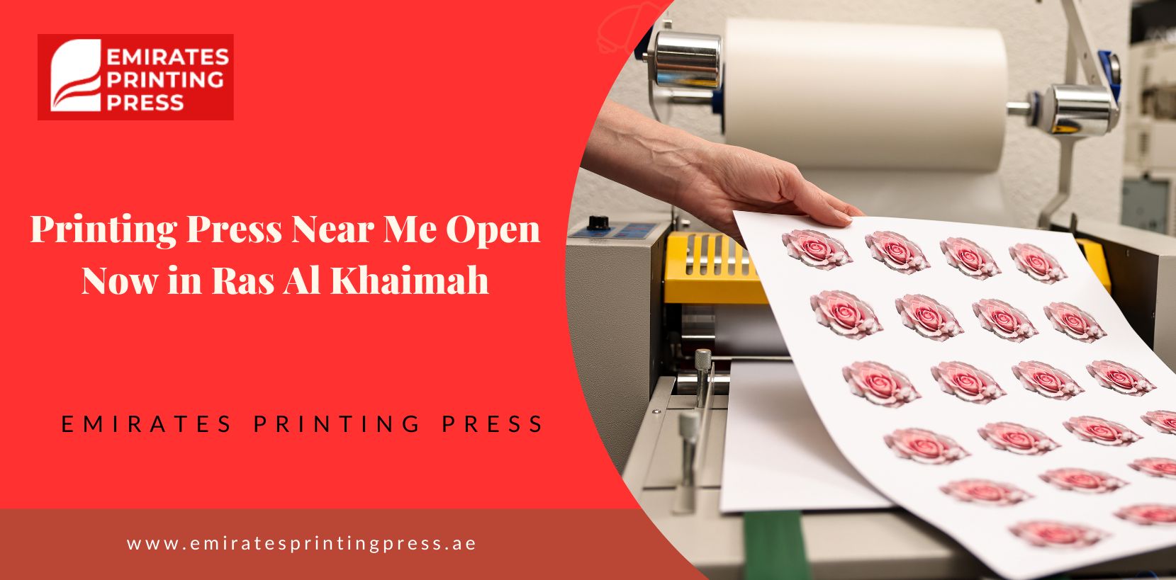 Printing press in Ras Al Khaimah handling urgent business card and brochure printing.