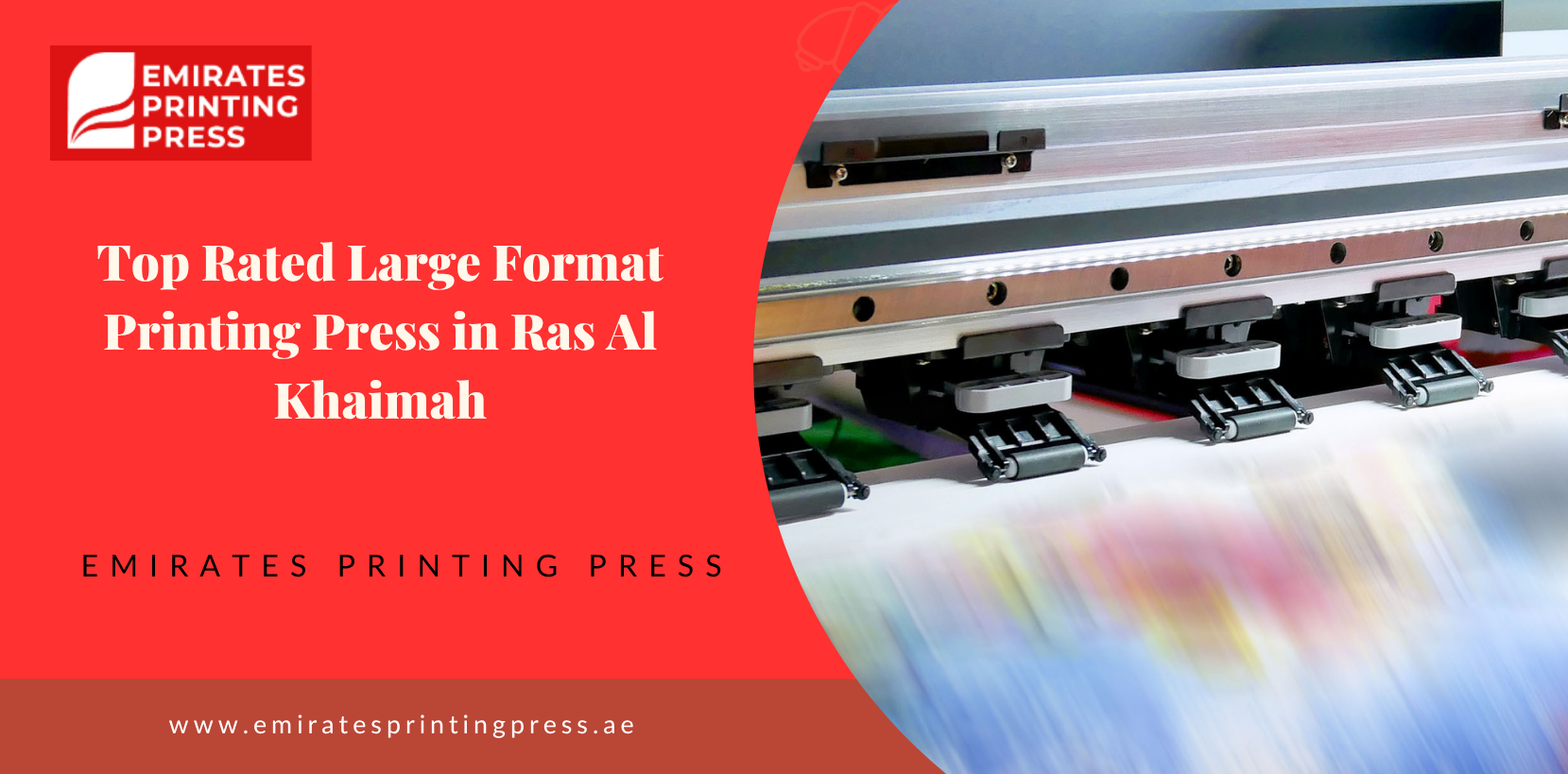 Large format printing press in Ras Al Khaimah producing banners and signage.