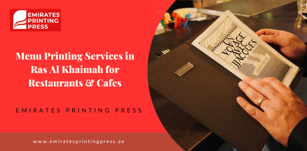 Menu printing press in Ras Al Khaimah producing restaurant menus.